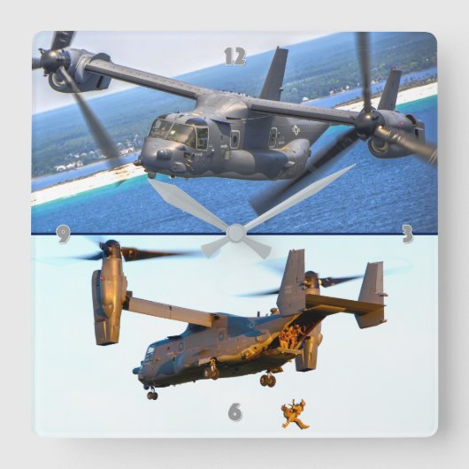 CV-22オスプレイ スクエア壁時計 (正面)
