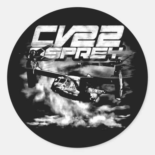 CV-22 OSPREYクラシック丸ステッカー ラウンドシール (正面)