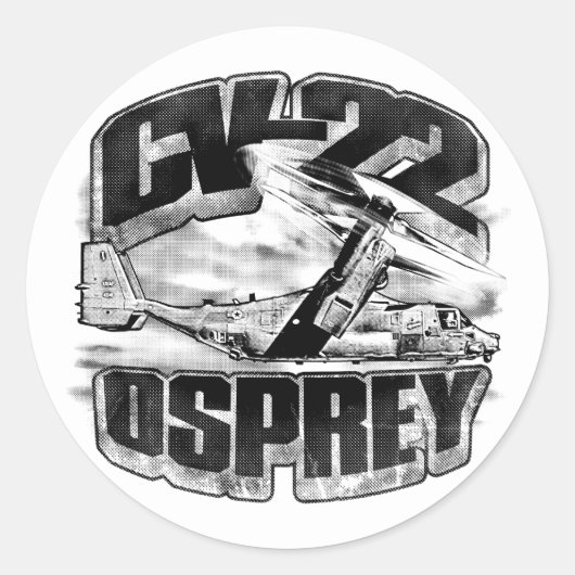 CV-22 OSPREYクラシック丸ステッカー ラウンドシール (正面)
