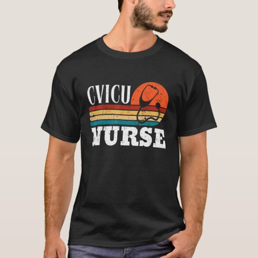 CVICU 看護師 仕事 学校 面白いチーム スクワッド ギフト 女性 Tシャツ (正面)