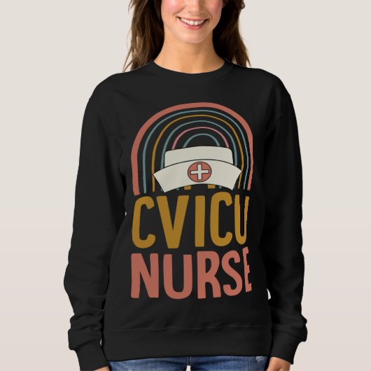 CVICU Nurse Boho Bohemian Rainbow Nursing School スウェットシャツ (正面)