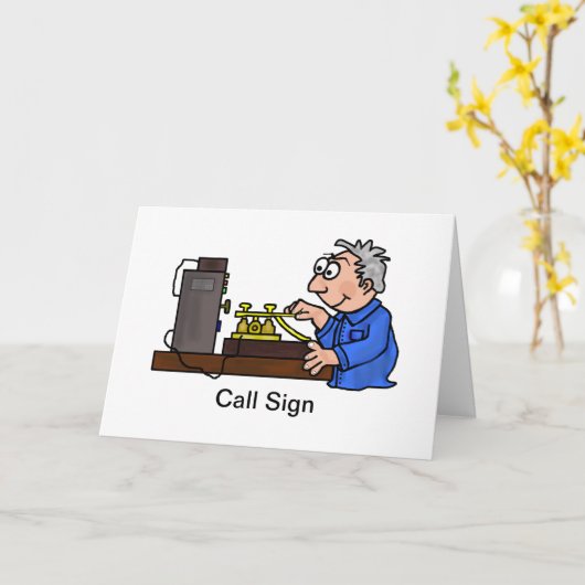 CWオペレータ男性の灰色の毛の挨拶状 カード (黄色い花)