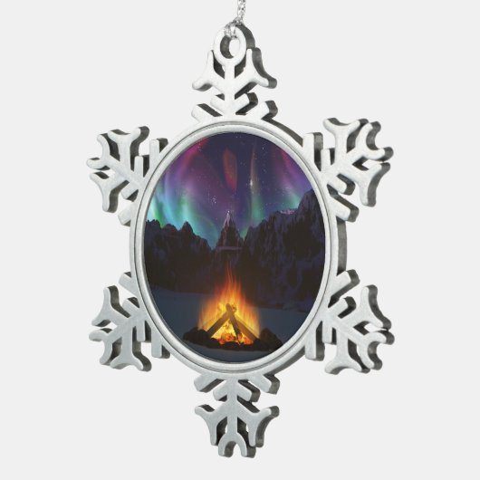 Cwmオーロラクリスマスオーナメント スノーフレークピューターオーナメント (右)