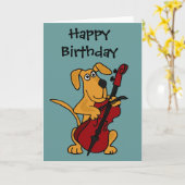 CX – 茶色の子犬遊のチェロ カード (黄色い花)