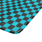 Cyan and charcoal checkerboard pattern カッティングボード (角)