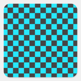 Cyan and charcoal checkerboard pattern スクエアシール