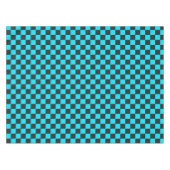 Cyan and charcoal checkerboard pattern テーブルクロス (正面(横))