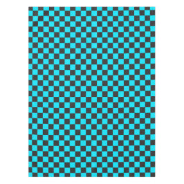 Cyan and charcoal checkerboard pattern テーブルクロス