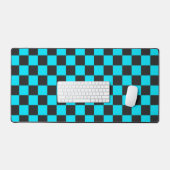 Cyan and charcoal checkerboard pattern デスクマット (キーボード&マウス)