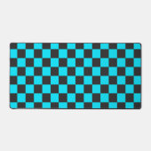 Cyan and charcoal checkerboard pattern デスクマット (正面)