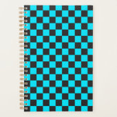 Cyan and charcoal checkerboard pattern プランナー手帳 (正面)