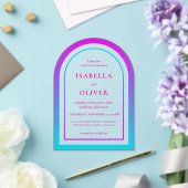 Cyan and magenta gradient elegant wedding アクリル招待状 (インサイチュ (ウェディング))