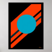 Cyan Circle with Orange Diagonal Bauhaus Design ポスター (正面)