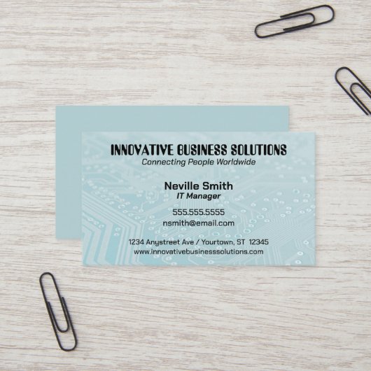 Cyan Circuit Board Tech Computers IT 名刺 (正面/裏面インサイチュ)