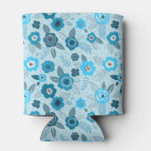 Cyan elegant ditsy floral pattern 缶クーラー (裏面)
