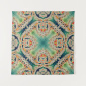 Cyan Fractal | Psychedelic Art Tapestry タペストリー (正面(横))