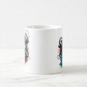 Cyan Haired Clown Queen - Spooky Chic Design コーヒーマグカップ (中央)