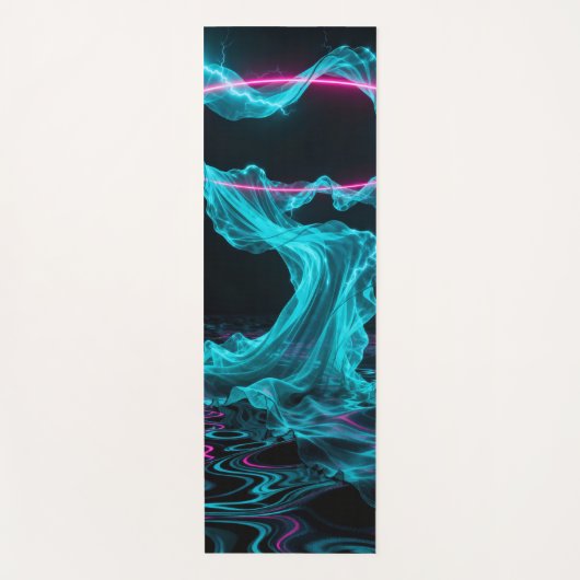 Cyan sheets and magenta arcs twist and fold ヨガマット (正面)