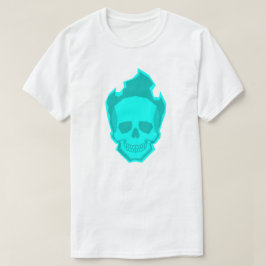 Cyan Skull Graphic T-Shirt – Neon Minimal Skull De Tシャツ