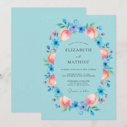 Cyan Spirited Spring Wedding 招待状 (正面/裏面)