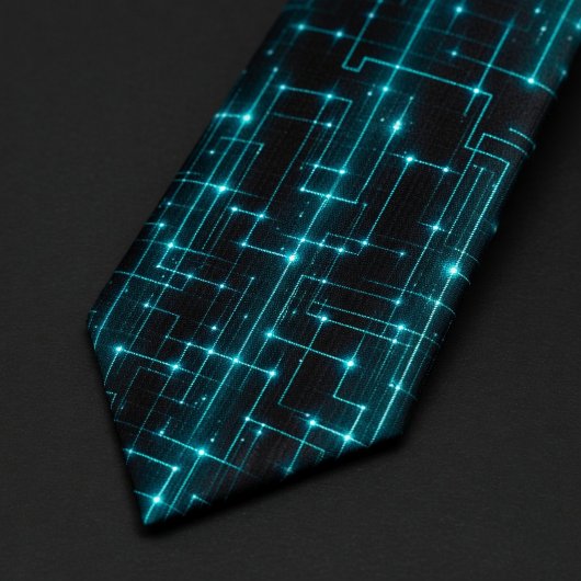 Cyber Blue Neon Circuit ネクタイ