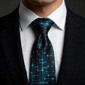 Cyber Blue Neon Circuit ネクタイ