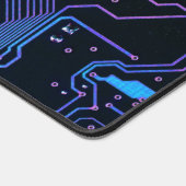 Cyber Blue PCB Circuit Board Trace Pattern Art デスクマット (コーナー)