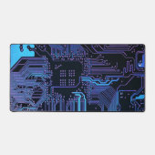 Cyber Blue PCB Circuit Board Trace Pattern Art デスクマット (正面)
