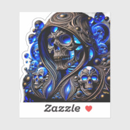 Cyber Blue Phantom Skull - Neon Glow Edition シール