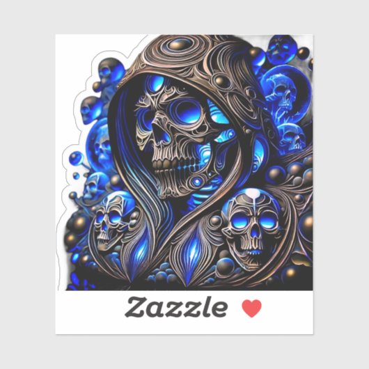 Cyber Blue Phantom Skull - Neon Glow Edition シール (シート)