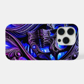 Cyber Blue Phantom Skull - Neon Glow Edition iPhoneケース (裏面横)