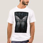 Cyber Butterfly — Biomechanical Wings on Black Tシャツ (正面)