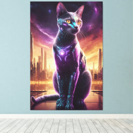 Cyber Cat Poster – 未来的なSci-Fi Eline Wall キャンバスプリント