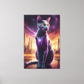 Cyber Cat Poster – 未来的なSci-Fi Eline Wall キャンバスプリント (正面)