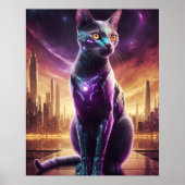 Cyber Cat Poster – 未来的なSci-Fi Eline Wall ポスター (正面)