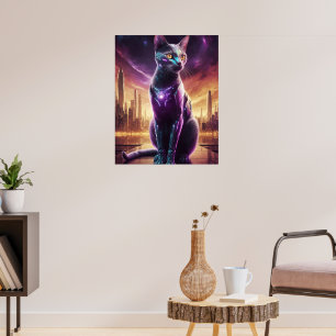 Cyber Cat Poster – 未来的なSci-Fi Eline Wall ポスター
