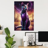 Cyber Cat Poster – 未来的なSci-Fi Eline Wall ポスター (ホームオフィス)