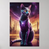 Cyber Cat Poster – 未来的なSci-Fi Eline Wall ポスター (正面)