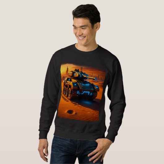 Cyber Desert Tank – Black Sci-Fi Glow Sweatshirt スウェットシャツ (正面フル)