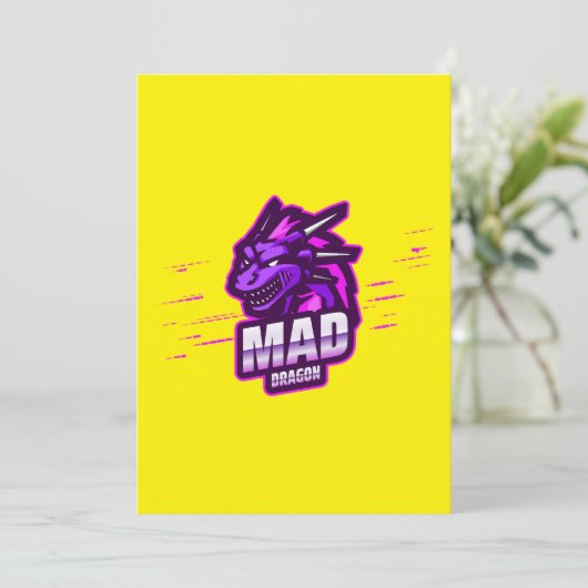 Cyber Dragon Gaming Emblem | Mythical Logo 招待状 (スタンド正面)