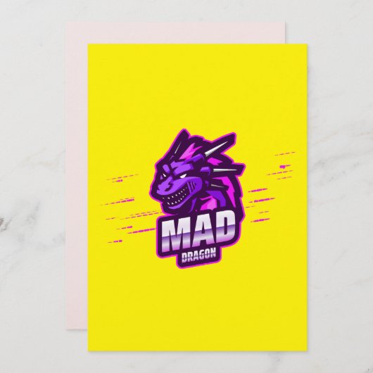 Cyber Dragon Gaming Emblem | Mythical Logo 招待状 (正面/裏面)