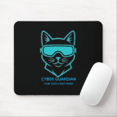 Cyber Guardian Neon Cat Gaming Mousepad - Tech Blu マウスパッド (マウス)