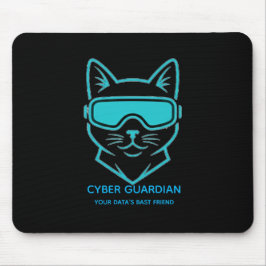 Cyber Guardian Neon Cat Gaming Mousepad - Tech Blu マウスパッド