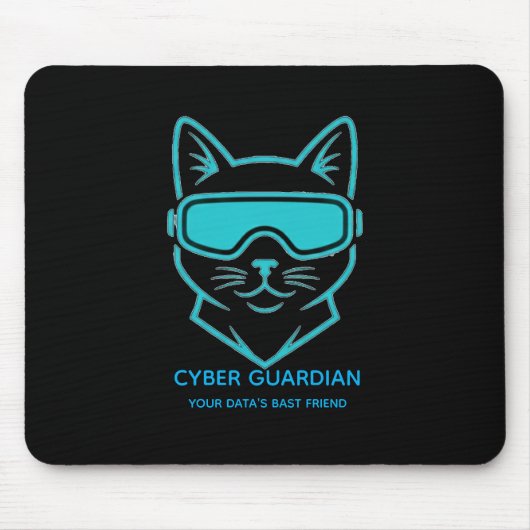 Cyber Guardian Neon Cat Gaming Mousepad - Tech Blu マウスパッド (正面)