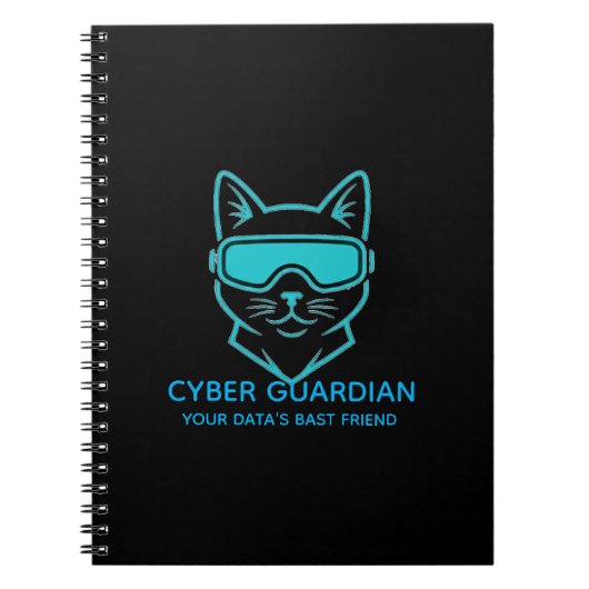Cyber Guardian Neon Cat - Professional Tech & Codi ノートブック (正面)