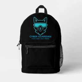 Cyber Guardian Neon Cat - Professional Tech & Hack プリントバックパック