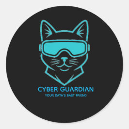 Cyber Guardian Neon Cat - Tech & Laptop Vinyl Stic ラウンドシール