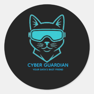 Cyber Guardian Neon Cat - Tech & Laptop Vinyl Stic ラウンドシール