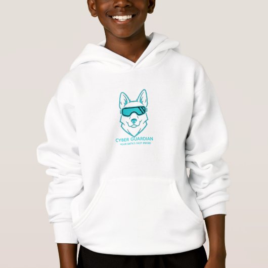 Cyber Guardian Neon Dog - Kids Tech & Gamer Hoodie (正面)