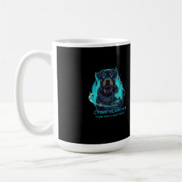 Cyber Guardian Rottweiler Blue Flame - High-Tech O コーヒーマグカップ